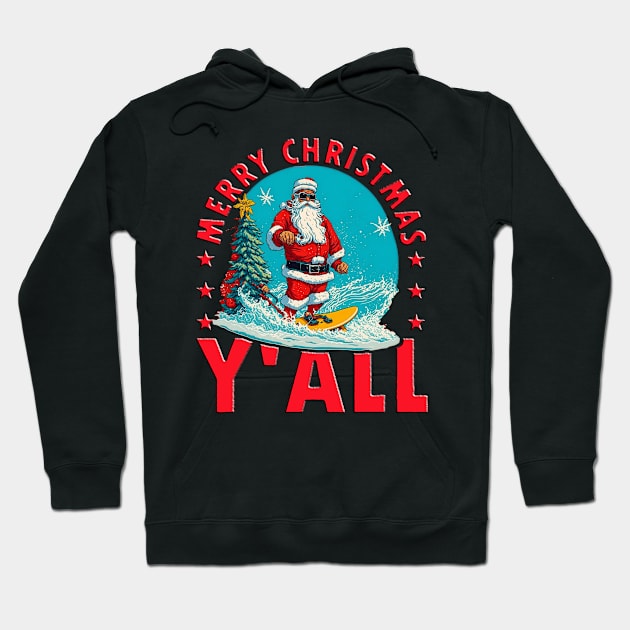 Funny Christmas In July Santa Surfing Hoodie by masterpiecesai